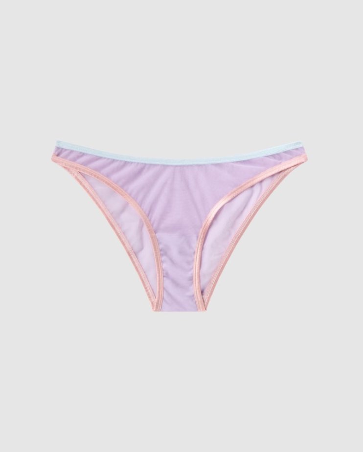 Mesh Bikini Briefs Pastel Lilac - Velikost: S
