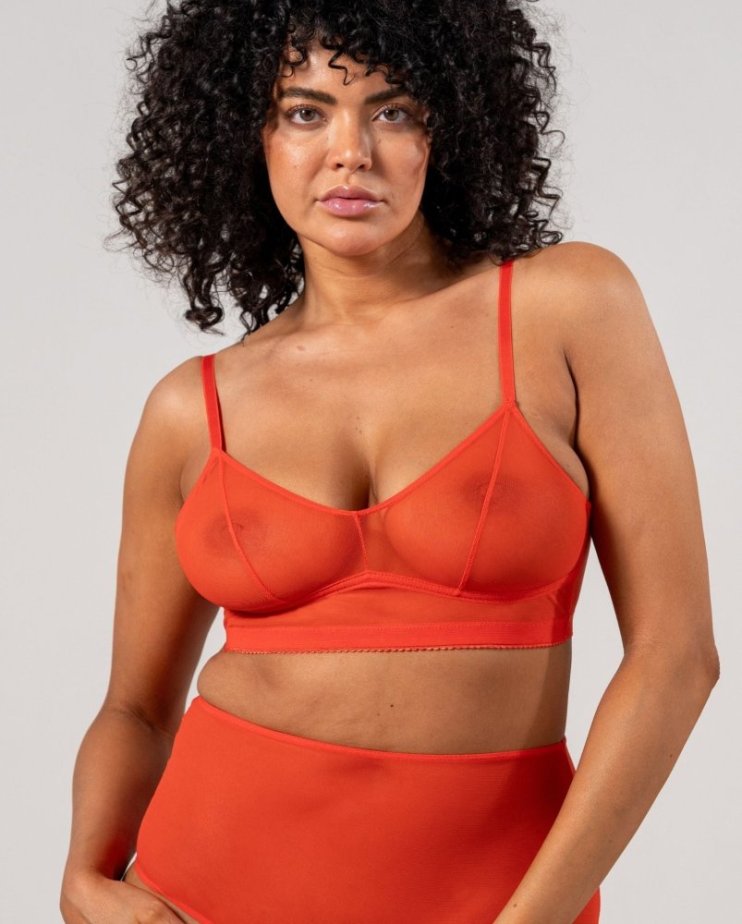 Mesh Balconette Fiery Red - Velikost: L
