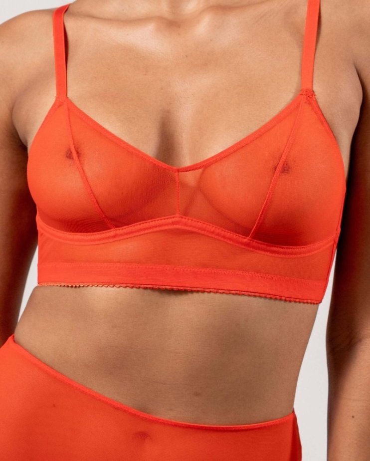Mesh Balconette Fiery Red - Velikost: L