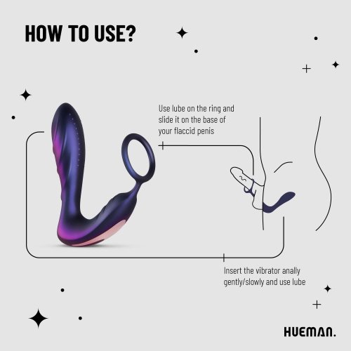Vibrátor Hueman - Black Hole Anal Vibrator With Cockring