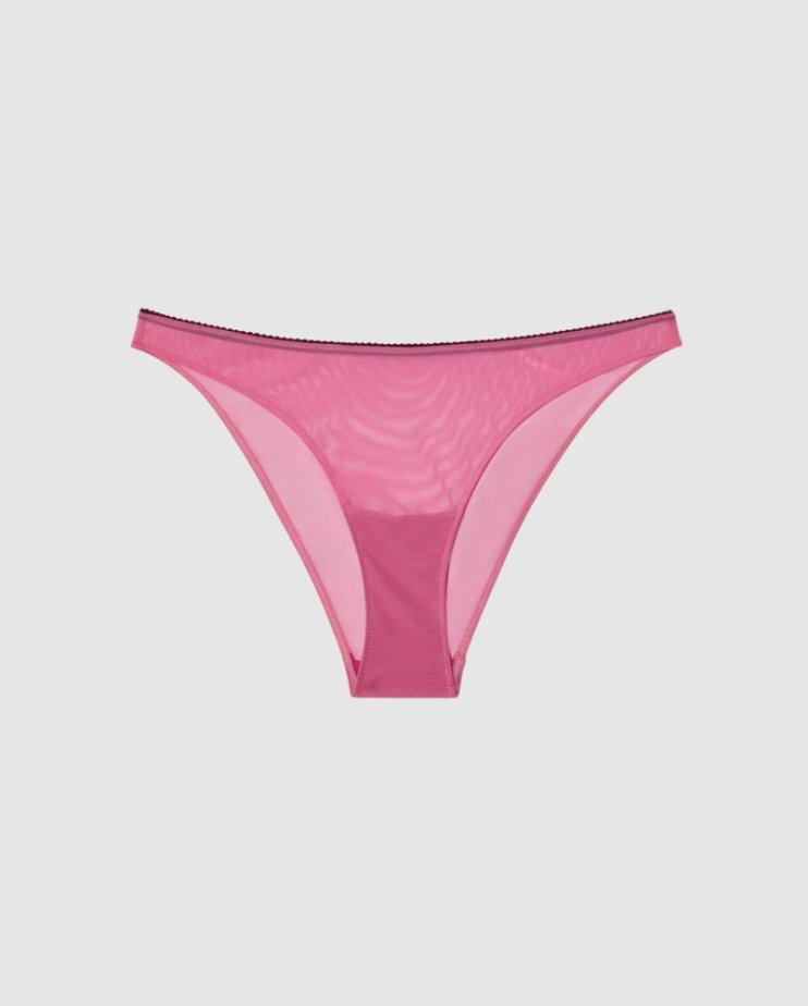 Mesh Bikini Briefs Candy Pink - Velikost: M