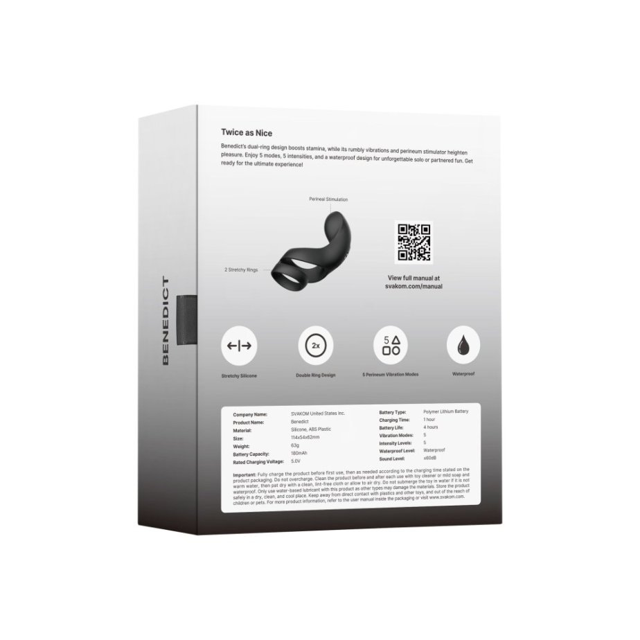 SVAKOM Benedict Dual Ring Perineum Stimulator – Black