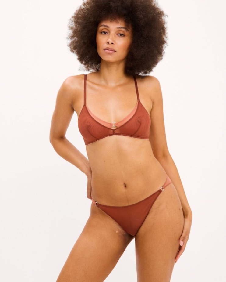 Mesh Tanga Briefs Rust