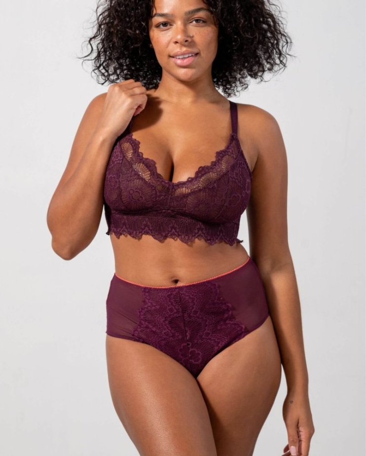 Lace Highwaist Briefs Cherry/Coral - Velikost: L