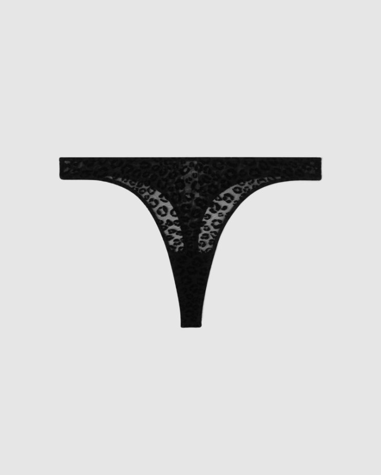 Mesh Thong Understatement – Black Leopard