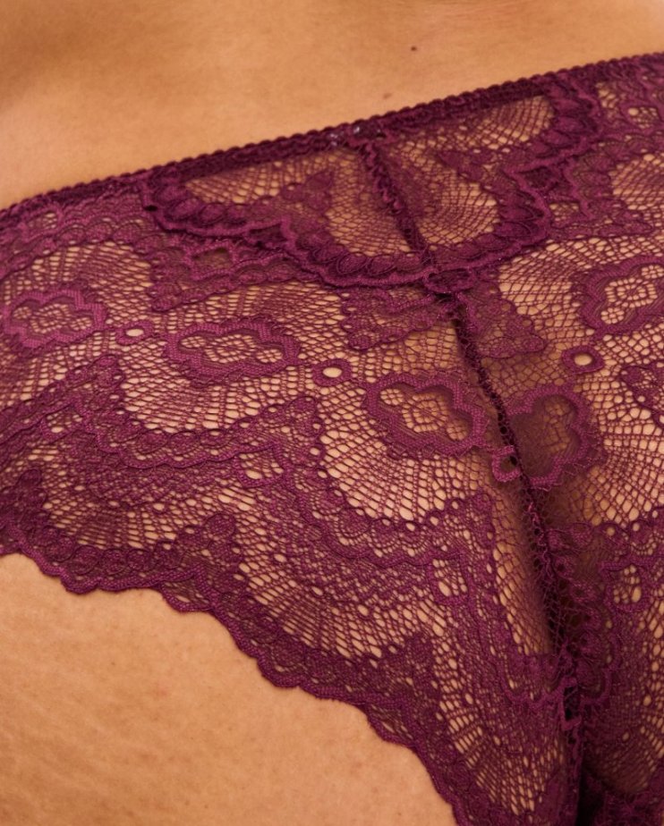 Lace Highwaist Briefs Cherry - Velikost: S