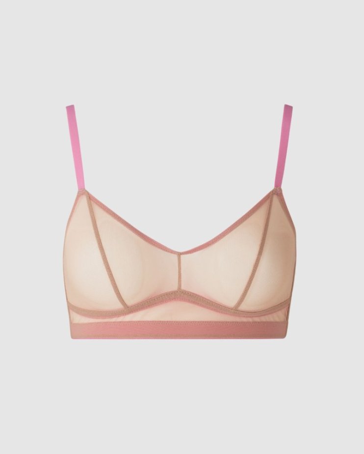 Mesh Balconette Warm nude/Candy Pink