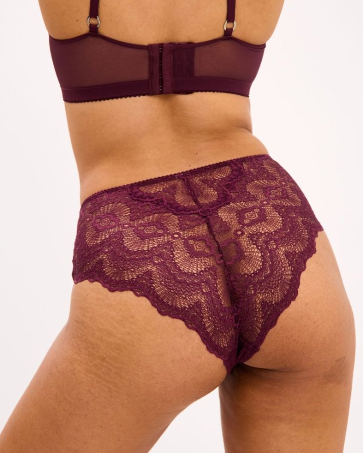 Lace Highwaist Briefs Cherry - Velikost: S