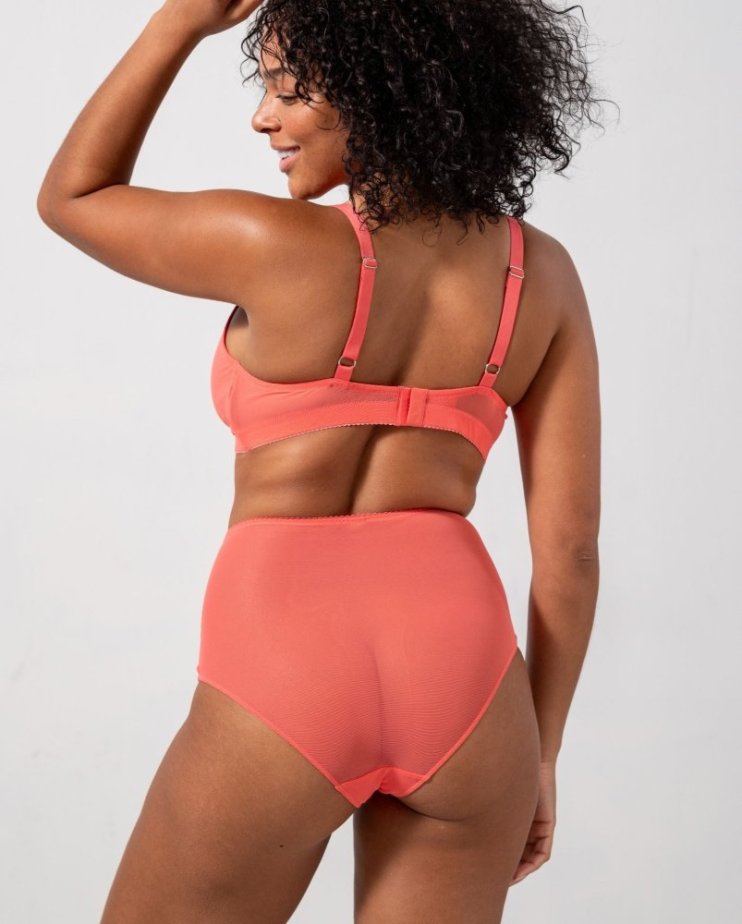 Mesh Highwaist Briefs Coral - Velikost: M