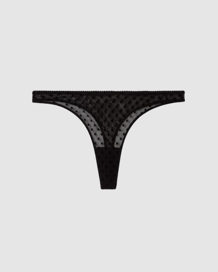 Mesh Thong Black Dots - Velikost: L