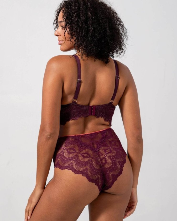 Lace Highwaist Briefs Cherry/Coral - Velikost: L