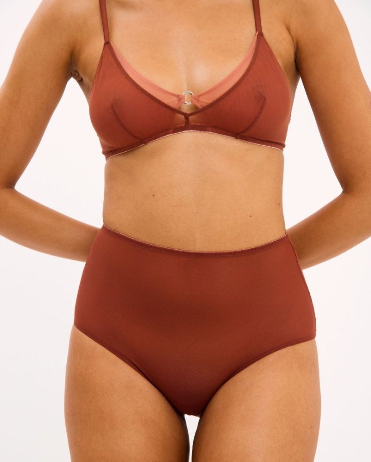 Mesh Highwaist Briefs Rust - Velikost: M